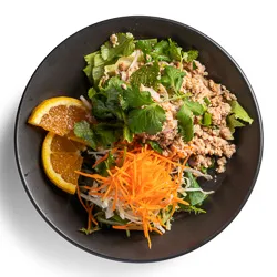 Chciken Sald - (Larb Gai) poached minced chicken salad with onion, spring onion, chilli, coriander, mint, roasted rice with chilli lemon dressing [GF] - Narai Thai Balwyn Food Image