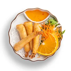 Spring Roll Prawns - (Goong Hom Pla) served with homemade sweet chilli sauce (4pc.) - Narai Thai Balwyn Food Image