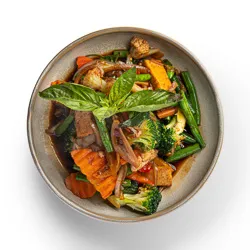 Chilli Basil & Vegetable Stir-Fry - chilli, garlic, mixed vegetable and sweet basil - Narai Thai Balwyn Food Image