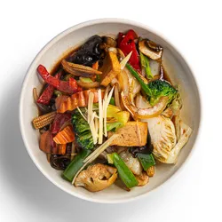 Ginger & Vegetable Stir-Fry - tofu, onion, mushroom, and seasonal vegetable - Narai Thai Balwyn Food Image